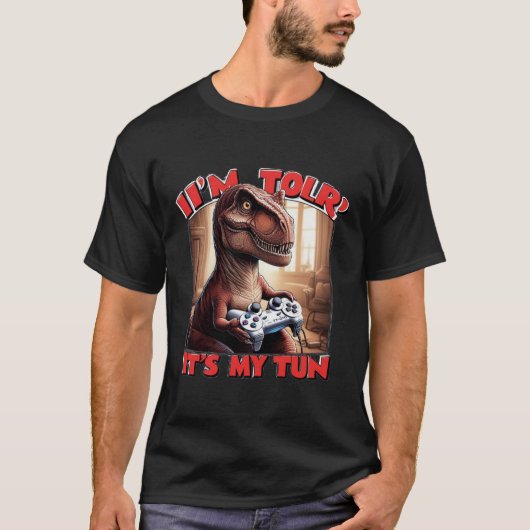 Grappig T-Rex Gamer Citaat Design T-shirt (Voorkant)