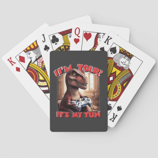 Grappig T-Rex Gamer Citaat Ontwerp Pokerkaarten (Achterkant)