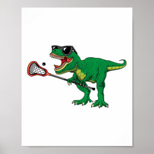 Grappig T Rex Lacrosse Dinosaur Lax Boys Lacrosse Poster