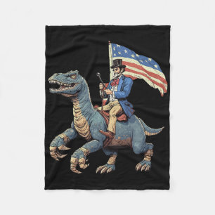 Grappig T-shirt Abe Lincoln rijdt op een dinosauru Fleece Deken