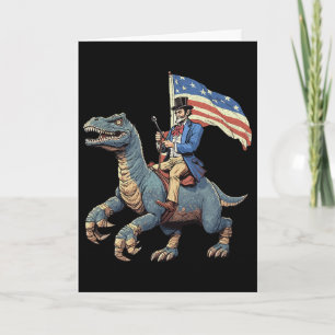 Grappig T-shirt Abe Lincoln rijdt op een dinosauru Kaart