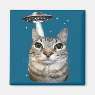 Grappig T-shirt Alien Kat Meme Ufo Kat Magneet