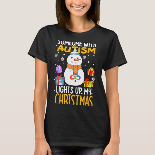 Grappig T-shirt Autisme Bewustzijn Sneeuwman Kerst (Voorkant)