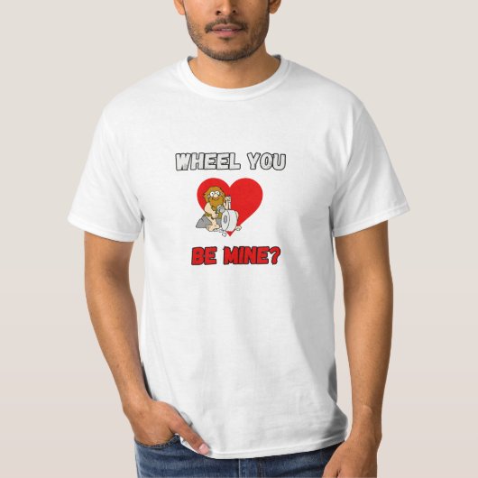 GRAPPIG! T-shirt Caveman - Wheel You be mine? Hart (Voorkant)