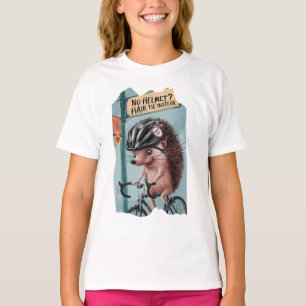 Grappig T-shirt, Egel in een helm T-shirt