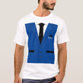 Grappig T-Shirt Faux Blue Suit met Aangepaste Teks (Voorkant)