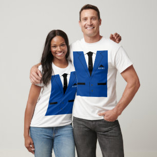 Grappig T-Shirt Faux Blue Suit met Aangepaste Teks