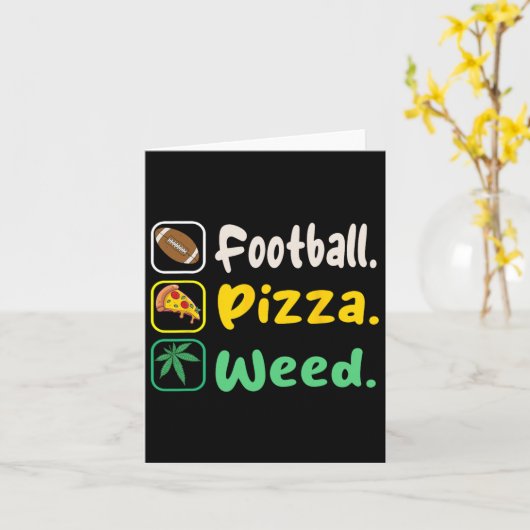 Grappig T-shirt Football Pizza Weed Voor Liefhebbe Kaart (Gele Bloem)