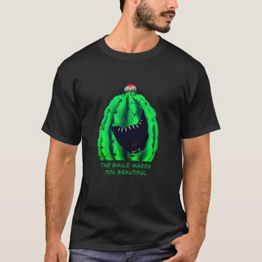 Grappig T-shirt Happy Cactus - aangepaste tekst (Voorkant)