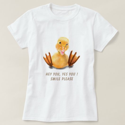 Grappig T-shirt Happy Duck Smile - Aangepaste teks (Design voorkant)