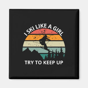 Grappig T-shirt Ik Ski Als Een Meisje Probeer Bij Magneet
