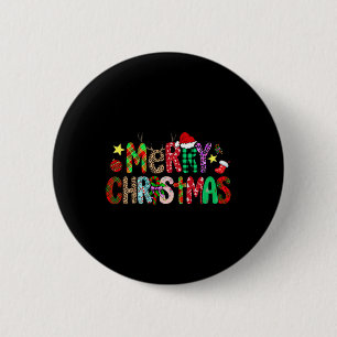Grappig T-shirt Kerstverlichting Rode Kerstman Hoe Ronde Button 5,7 Cm