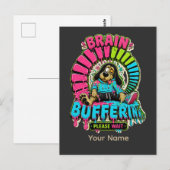 Grappig T-shirt met 'Brain Buffering' Briefkaart (Voorkant / Achterkant)