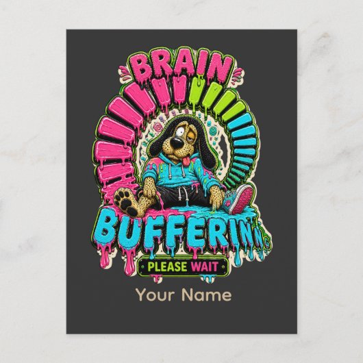 Grappig T-shirt met 'Brain Buffering' Briefkaart (Voorkant)