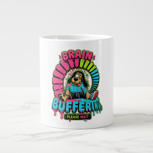 Grappig T-shirt met 'Brain Buffering' Grote Koffiekop (Voorkant)