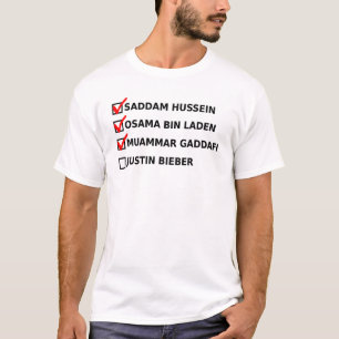 Grappig T-shirt met een lijst van te vermoorden pe