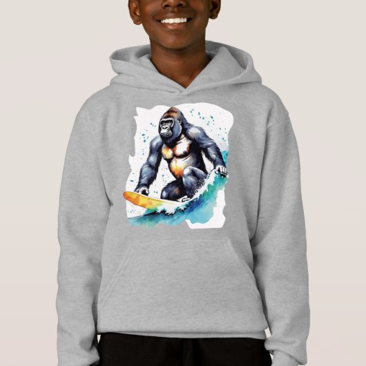 Grappig T-shirt met gorilla die surft (Voorkant)