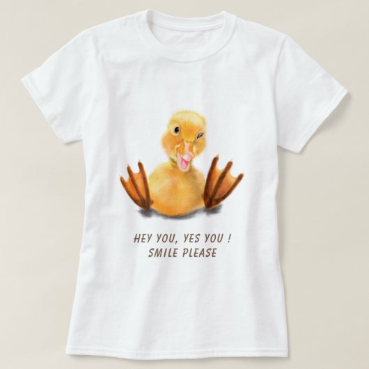 Grappig T-shirt met Happy Duck - Aangepaste tekst (Design voorkant)