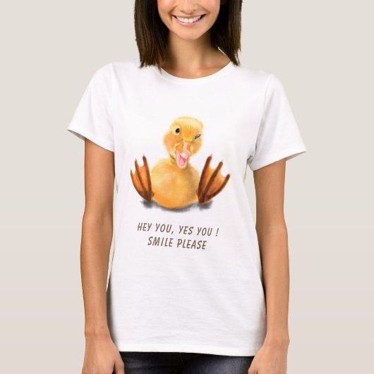 Grappig T-shirt met Happy Duck - Aangepaste tekst (Voorkant)