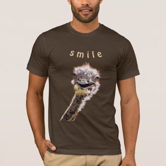 Grappig T-shirt met Happy Struisvogel - Smile (Voorkant)