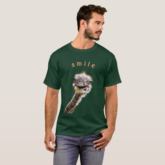 Grappig T-shirt met Happy Struisvogel - Smile (Voorkant volledig)