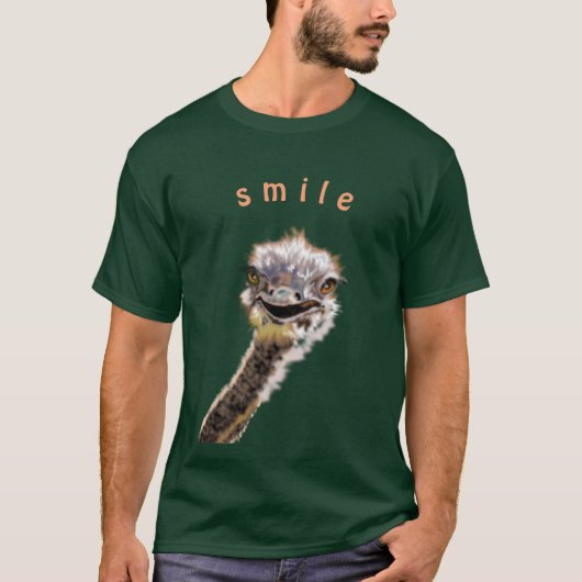 Grappig T-shirt met Happy Struisvogel - Smile (Voorkant)