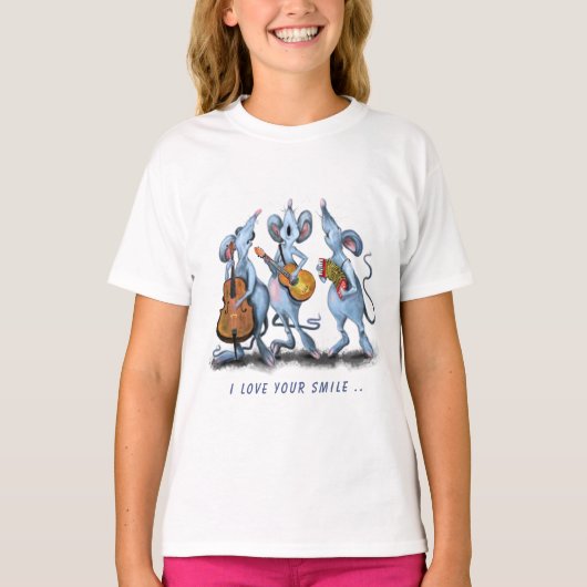 Grappig T-shirt met Muis Muziek Band (Voorkant)