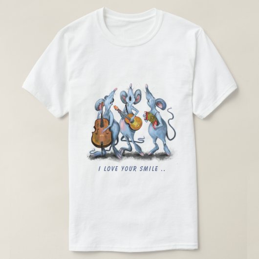 Grappig T-shirt met Muis Muziek Band - Custom Text (Design voorkant)