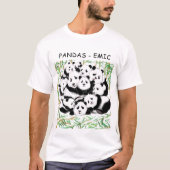Grappig T-shirt met Panda's - Aangepaste tekst (Voorkant)