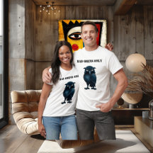 Grappig T-shirt met raaf en 'Bad Omens Only' tekst