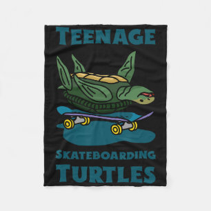 Grappig T-shirt met skateboardende schildpadden vo Fleece Deken