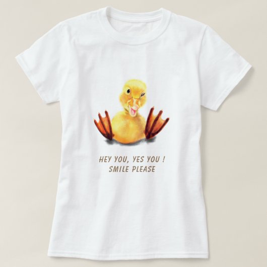 Grappig T-shirt met speelse eend - Smile (Design voorkant)