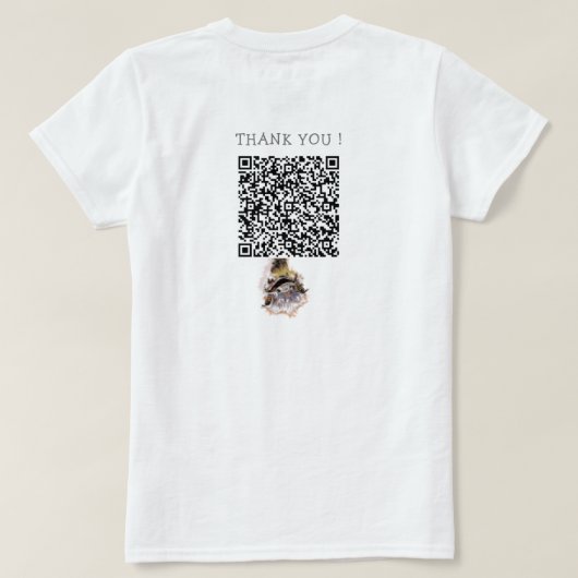 Grappig T-shirt met speelse struisvogel en QR-code (Design achterkant)