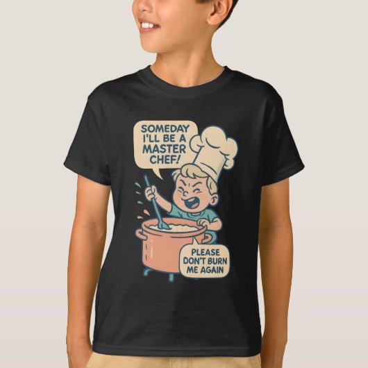 Grappig T-Shirt met Tekening van Kleine Chef - “Op (Voorkant)
