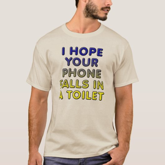 Grappig T-Shirt Met Telefoon In Het Toilet (Voorkant)