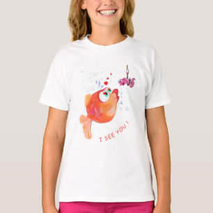 Grappig T-shirt met vis en worm tekst - Jouw tekst