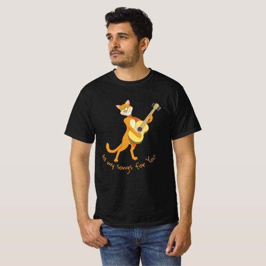 Grappig T-shirt met zingende kat (Voorkant volledig)