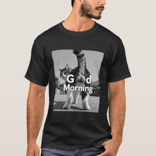 Grappig T-shirt met zwarte en witte kat voor Goede