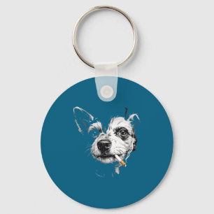 Grappig T-shirt Oude Jazz Hond die Sigaret Rookt Sleutelhanger