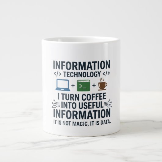 Grappig T-shirt over informatica - Eet Slaap Codee Grote Koffiekop (Voorkant)