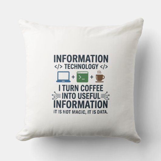 Grappig T-shirt over informatica - Eet Slaap Codee Kussen (Voorkant)
