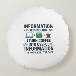 Grappig T-shirt over informatica - Eet Slaap Codee Rond Kussen