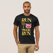 grappig T-shirt "RUN PIGGIE" (Voorkant volledig)