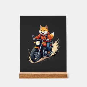 Grappig T-shirt, Shiba Inu, Motorfiets, Hond, Pop, Acryl Bord