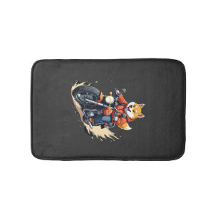 Grappig T-shirt, Shiba Inu, Motorfiets, Hond, Pop, Badmat