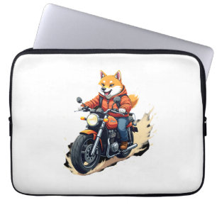 Grappig T-shirt, Shiba Inu, Motorfiets, Hond, Pop, Laptop Sleeve