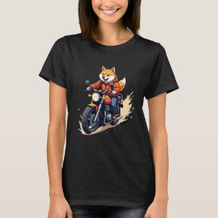 Grappig T-shirt, Shiba Inu, Motorfiets, Hond, Pop, T-shirt