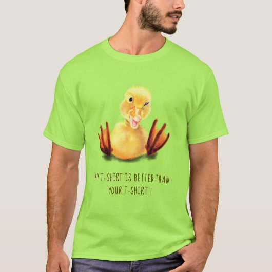 Grappig T-shirt Speelse Gele Eend - Aangepaste Tek (Voorkant)