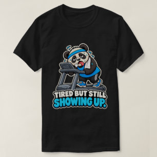 Grappig T-shirt voor de gym, vermoeide panda op lo