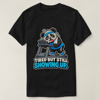 Grappig T-shirt voor de gym, vermoeide panda op lo